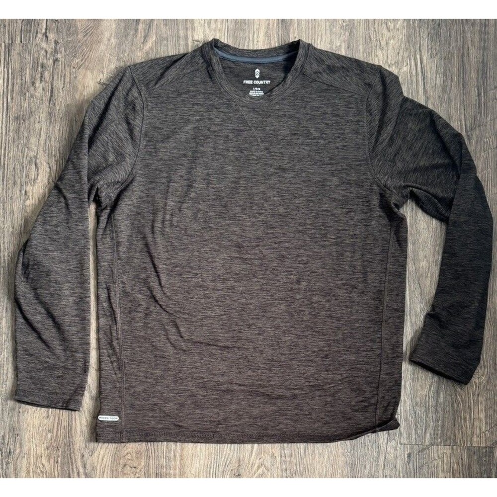 Free Country Mens Micro-Tech Long Sleeve Performance Shirt chocolate brown Large